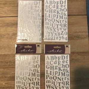 Set Of 4 EK Success Sticko Calent Silver SM Alphabet Letter Stickers